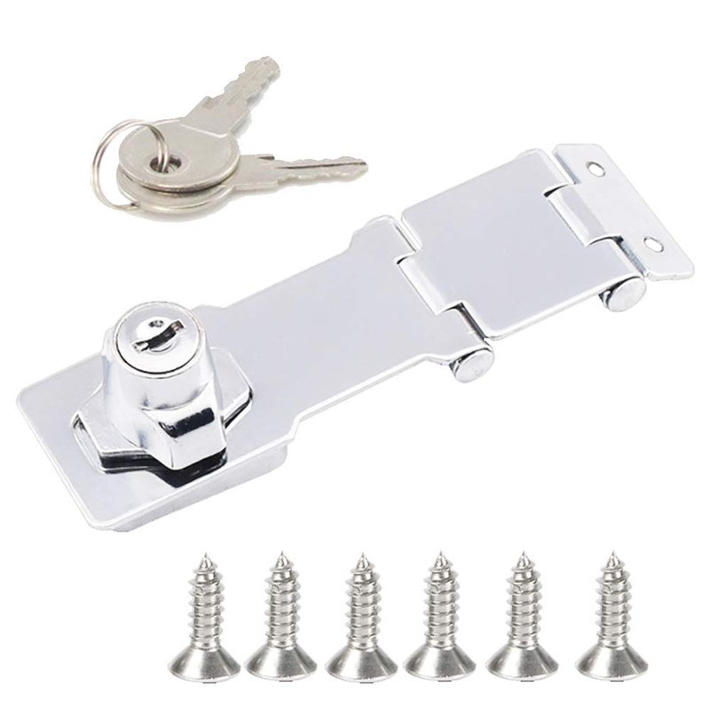 dingchi Double Hinge Safety Hasp Locks in Zinc Plated, Hardened Steel Concealed Hinge Pin Hasp Keyed Lock Door Gate Bolt Latches - Image 5